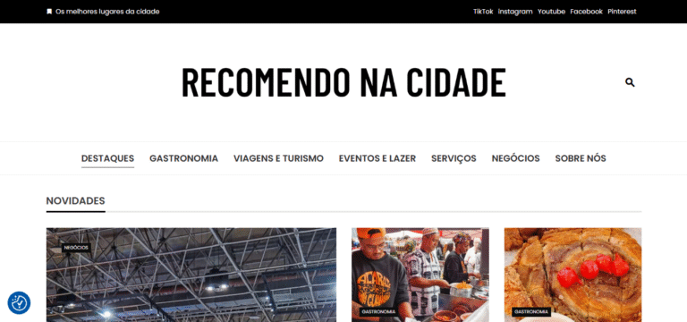 Portfólio website recomendo na cidade
